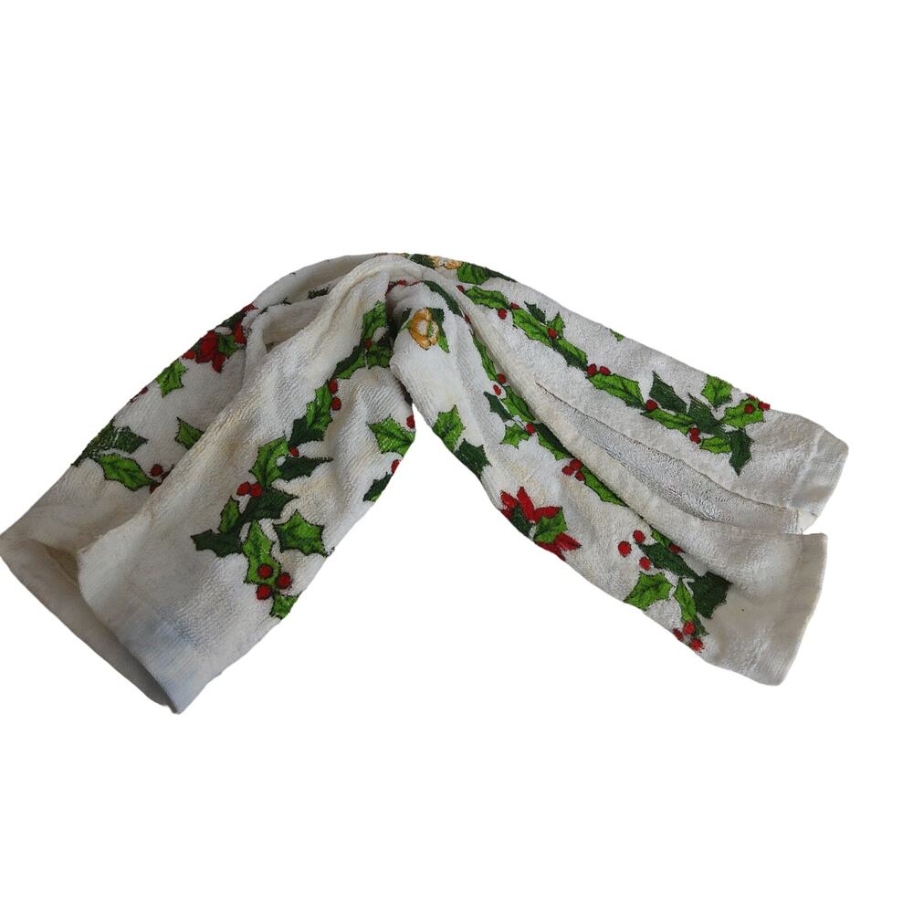 Vintage 1980s Christmas Holiday Poinsettia Kitchen Towels Set of 3 New Deadstock - Picture 4 of 7